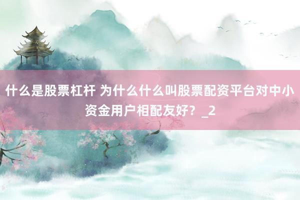 什么是股票杠杆 为什么什么叫股票配资平台对中小资金用户相配友好？_2