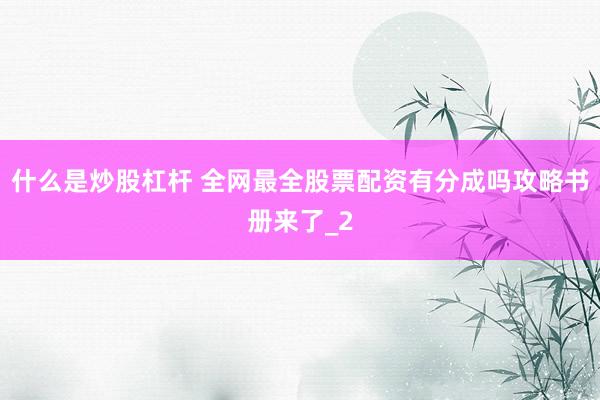 什么是炒股杠杆 全网最全股票配资有分成吗攻略书册来了_2