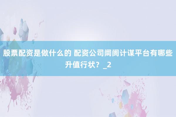 股票配资是做什么的 配资公司阛阓计谋平台有哪些升值行状？_2