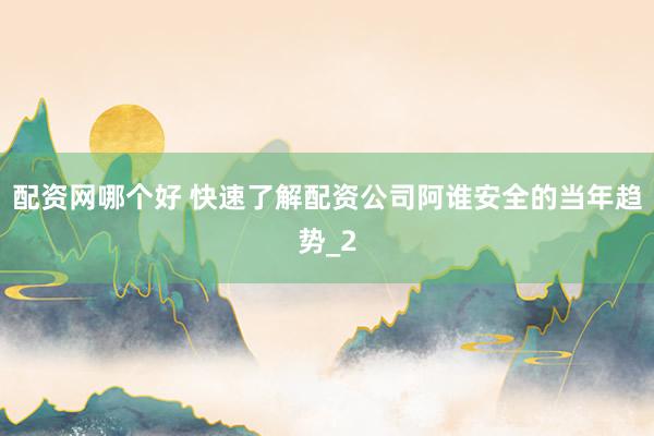 配资网哪个好 快速了解配资公司阿谁安全的当年趋势_2