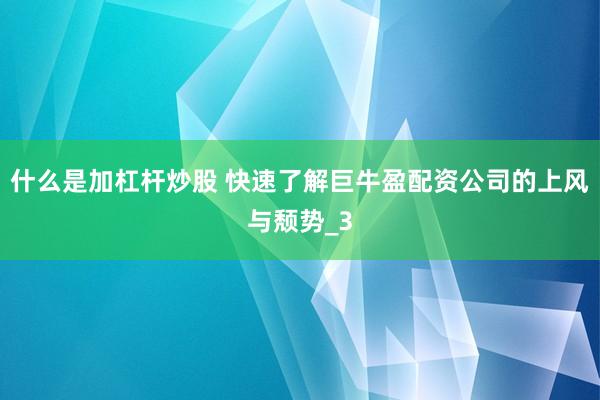 什么是加杠杆炒股 快速了解巨牛盈配资公司的上风与颓势_3