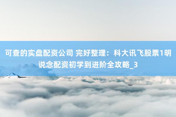 可查的实盘配资公司 完好整理：科大讯飞股票1明说念配资初学到进阶全攻略_3