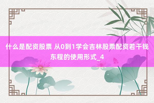 什么是配资股票 从0到1学会吉林股票配资若干钱东程的使用形式_4