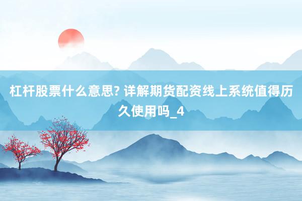 杠杆股票什么意思? 详解期货配资线上系统值得历久使用吗_4