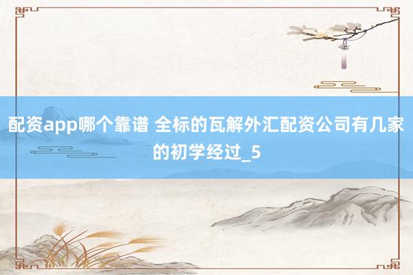 配资app哪个靠谱 全标的瓦解外汇配资公司有几家的初学经过_5