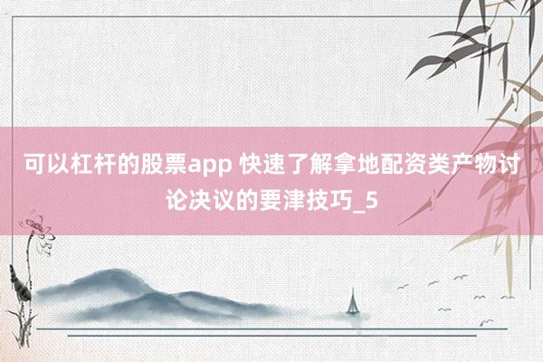 可以杠杆的股票app 快速了解拿地配资类产物讨论决议的要津技巧_5