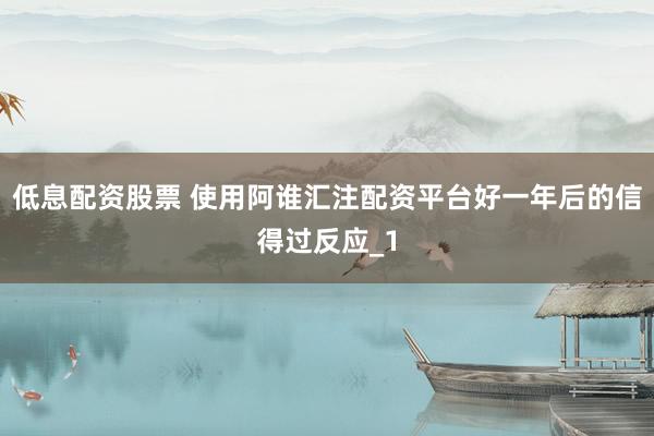 低息配资股票 使用阿谁汇注配资平台好一年后的信得过反应_1