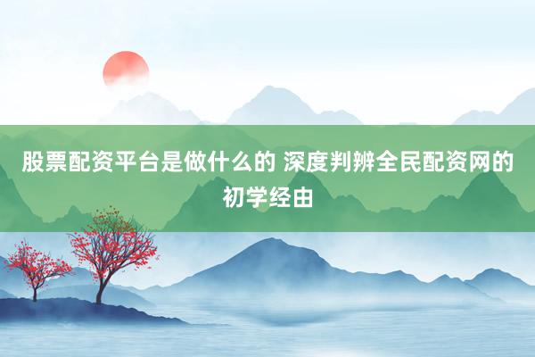 股票配资平台是做什么的 深度判辨全民配资网的初学经由