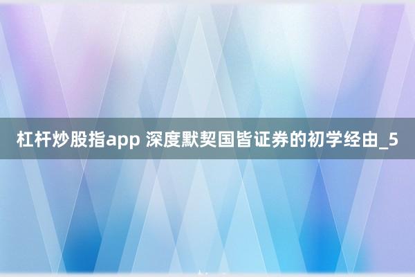杠杆炒股指app 深度默契国皆证券的初学经由_5
