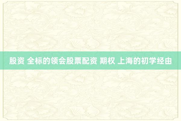 股资 全标的领会股票配资 期权 上海的初学经由