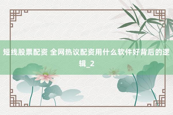 短线股票配资 全网热议配资用什么软件好背后的逻辑_2