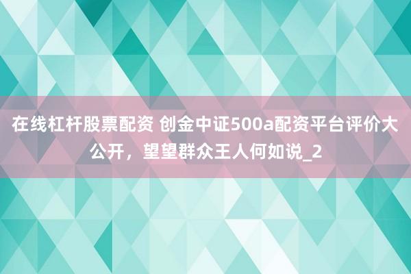 在线杠杆股票配资 创金中证500a配资平台评价大公开，望望群众王人何如说_2