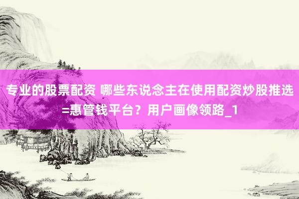 专业的股票配资 哪些东说念主在使用配资炒股推选=惠管钱平台？用户画像领路_1