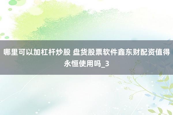 哪里可以加杠杆炒股 盘货股票软件鑫东财配资值得永恒使用吗_3