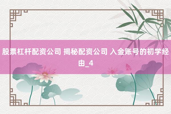 股票杠杆配资公司 揭秘配资公司 入金账号的初学经由_4