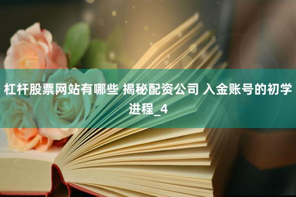 杠杆股票网站有哪些 揭秘配资公司 入金账号的初学进程_4