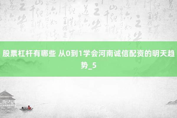 股票杠杆有哪些 从0到1学会河南诚信配资的明天趋势_5