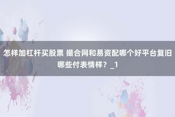 怎样加杠杆买股票 撮合网和易资配哪个好平台复旧哪些付表情样？_1