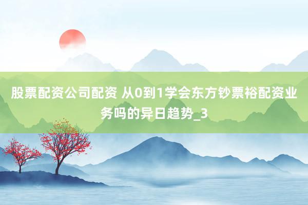股票配资公司配资 从0到1学会东方钞票裕配资业务吗的异日趋势_3