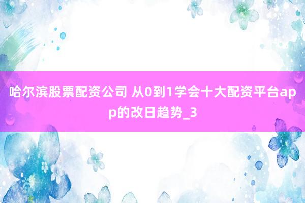 哈尔滨股票配资公司 从0到1学会十大配资平台app的改日趋势_3