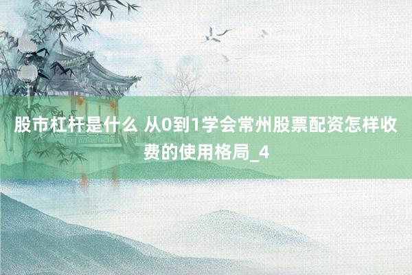 股市杠杆是什么 从0到1学会常州股票配资怎样收费的使用格局_4