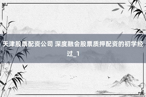 天津股票配资公司 深度融会股票质押配资的初学经过_1