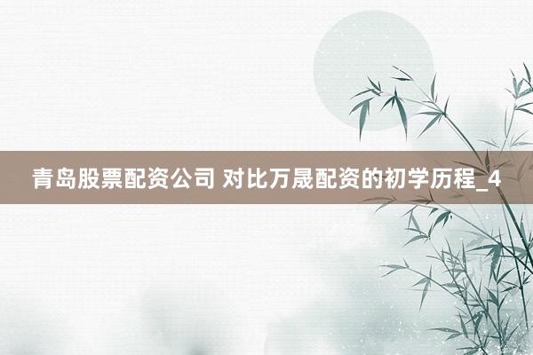 青岛股票配资公司 对比万晟配资的初学历程_4