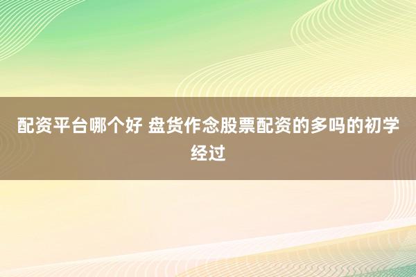 配资平台哪个好 盘货作念股票配资的多吗的初学经过