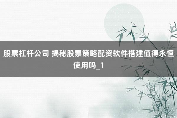 股票杠杆公司 揭秘股票策略配资软件搭建值得永恒使用吗_1