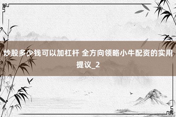 炒股多少钱可以加杠杆 全方向领略小牛配资的实用提议_2