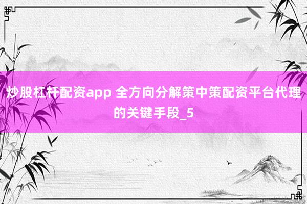 炒股杠杆配资app 全方向分解策中策配资平台代理的关键手段_5